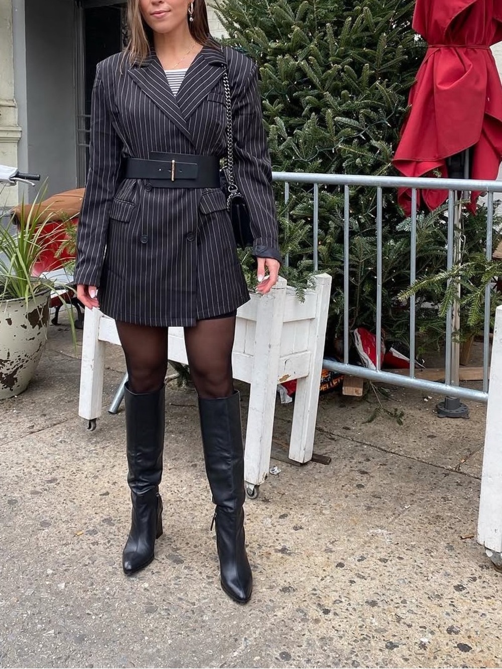 Nasty Gal Black Pinstripe Blazer Dress
